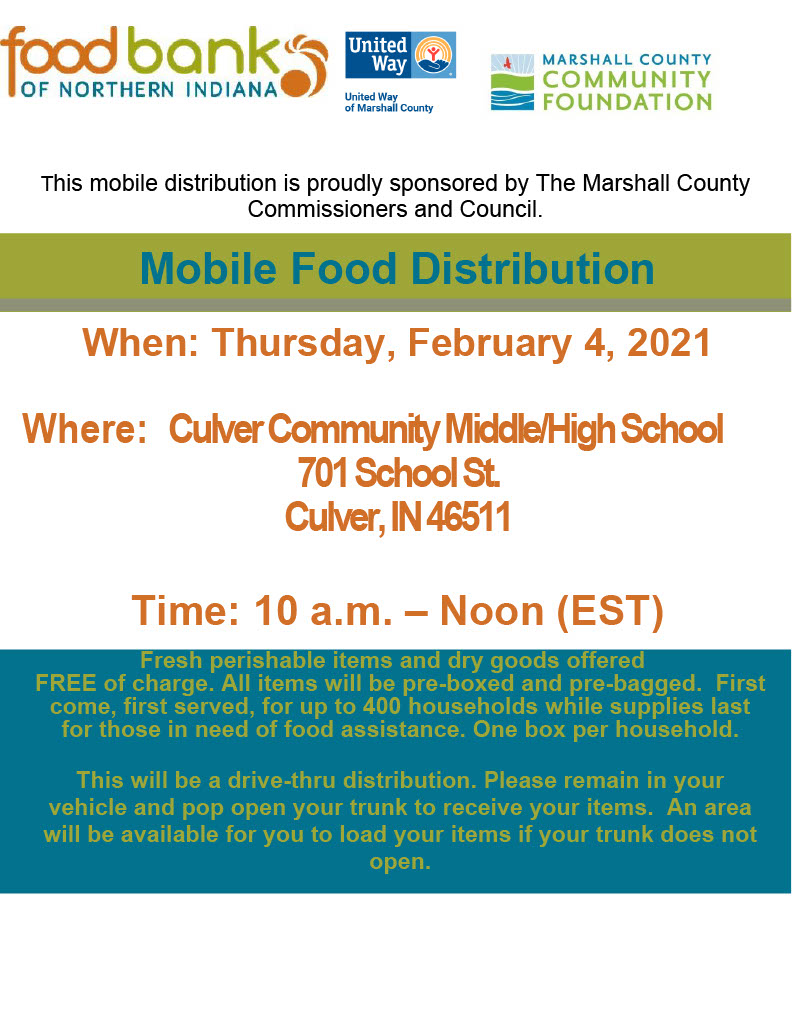 Food Distribution for 2/4/21 at Culver High School